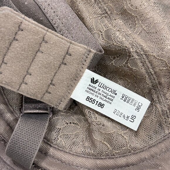 Wacoal 855186 Retro-Chic Full Figure 36C Lace Underwire Bra Cappuccino - Picture 5 of 5